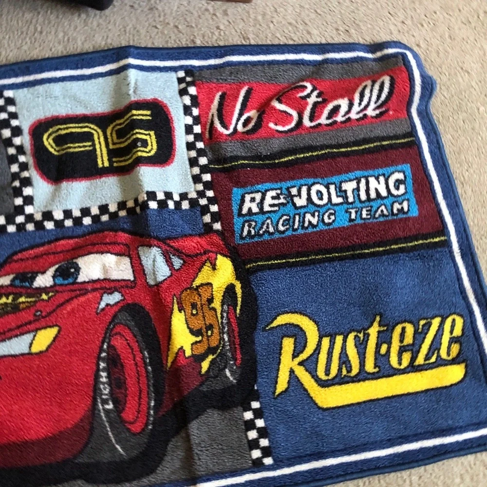 Disney Lightning McQueen Red & Blue Plush Kids Blanket